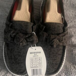 Hey Dude Black Bow Slip-On Shoes- Rare find!